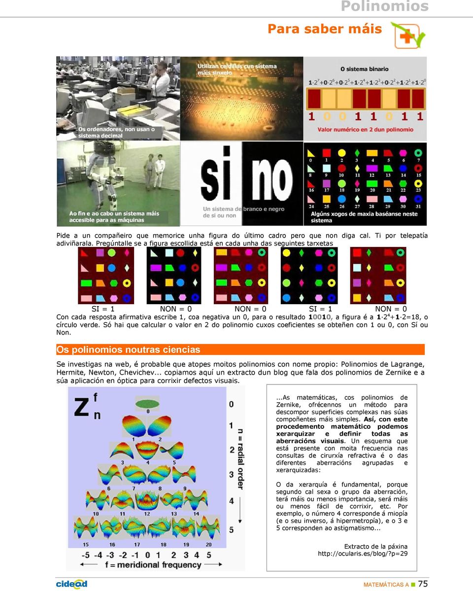 figura é a 1 2 4 +1 2=18, o círculo verde. Só hai que calcular o valor en 2 do polinomio cuxos coeficientes se obteñen con 1 ou 0, con Sí ou Non.