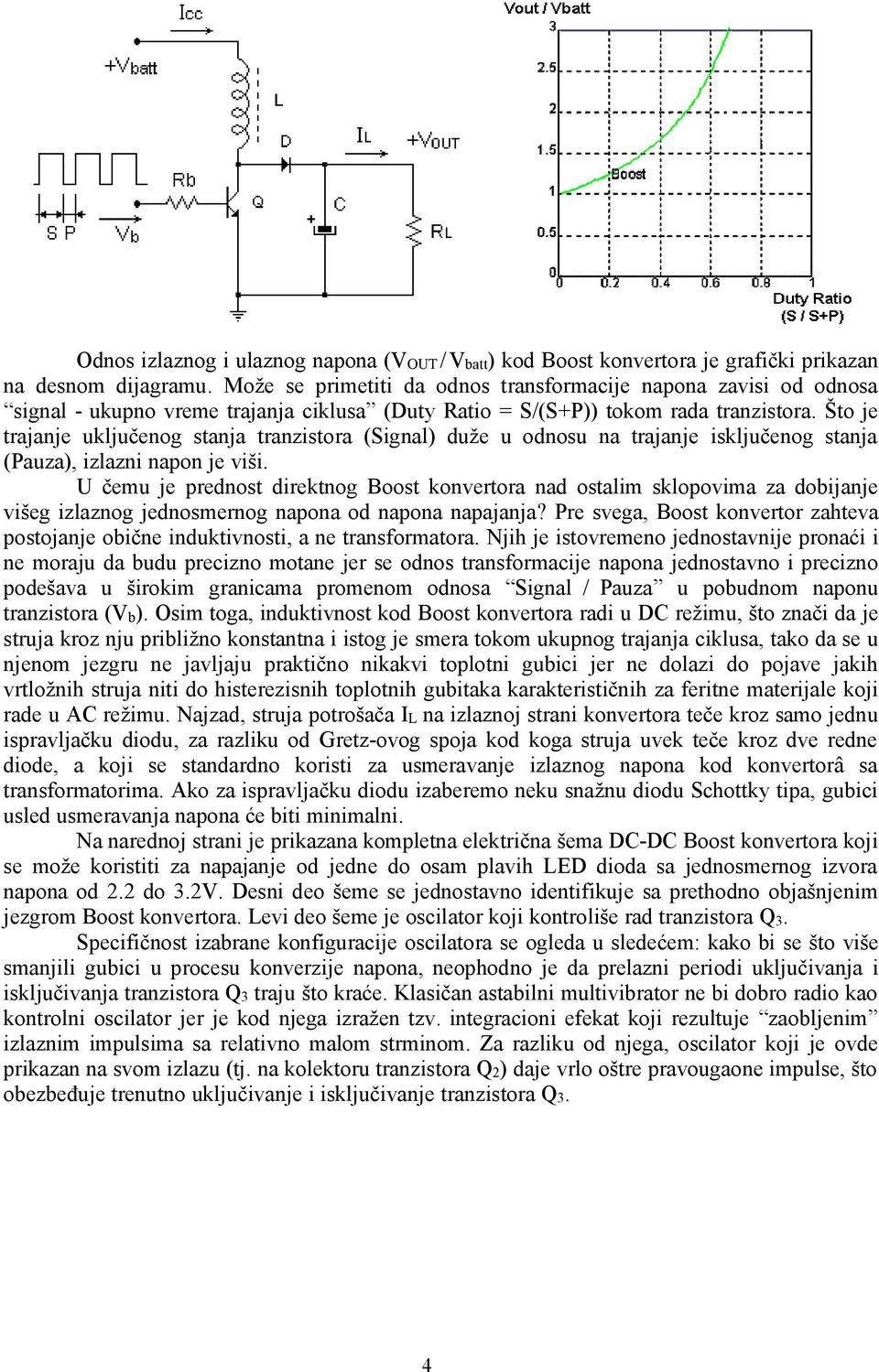 Što je trajanje uključenog stanja tranzistora (Signal) duže u odnosu na trajanje isključenog stanja (Pauza), izlazni napon je viši.