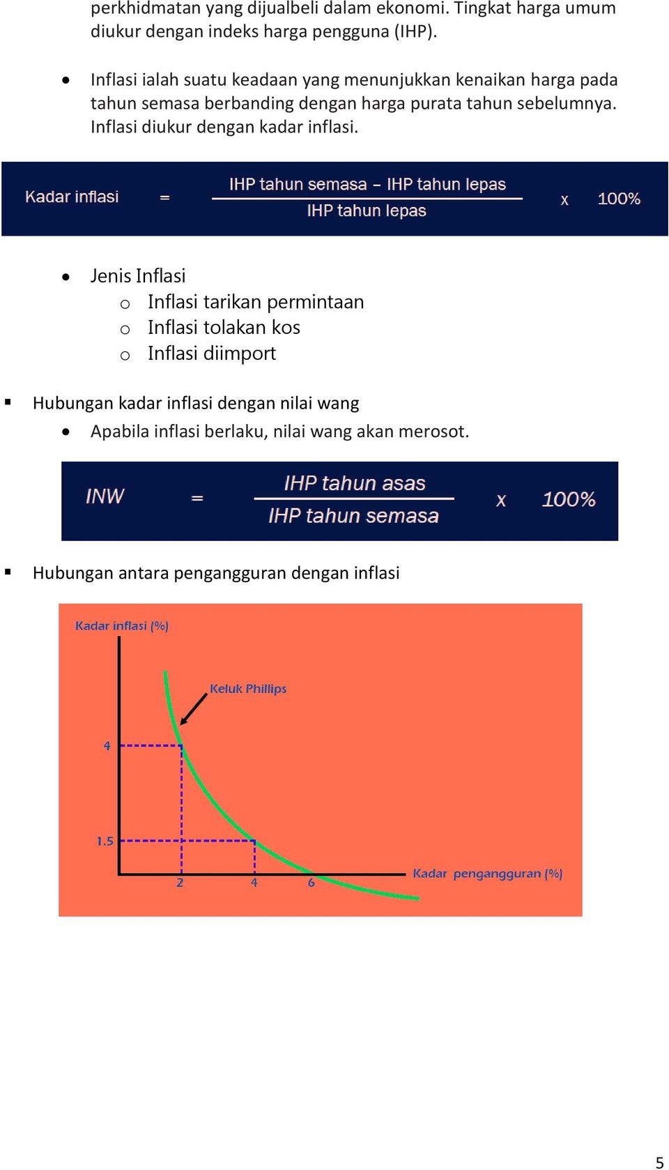 sebelumnya. Inflasi diukur dengan kadar inflasi.