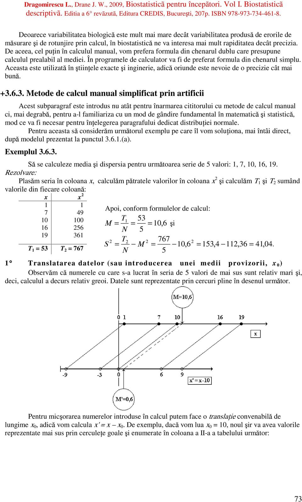 precizia. De aceea, cel puţin în calculul manual, vom prefera formula din chenarul dublu care presupune calculul prealabil al mediei.