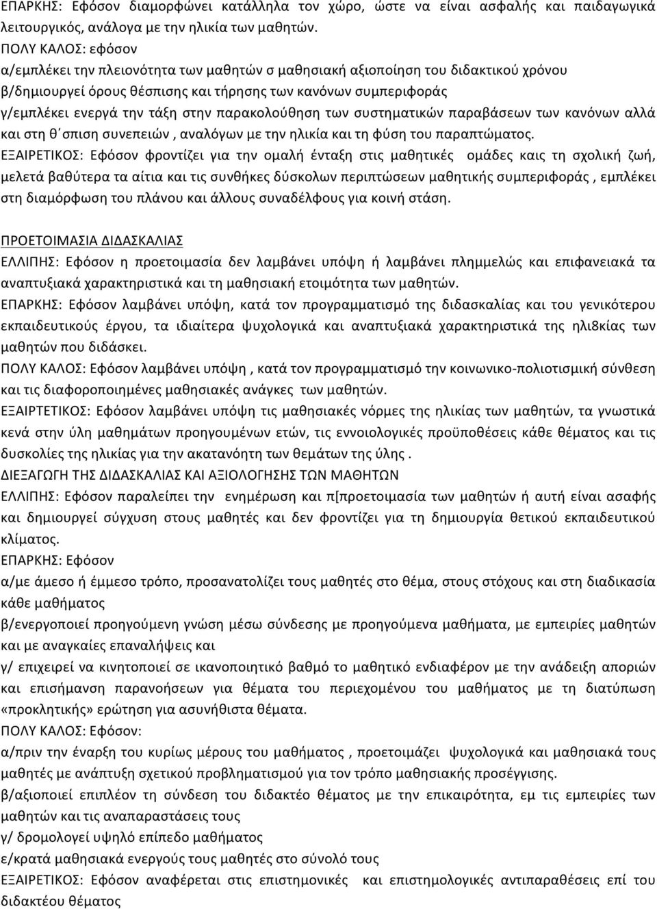 παρακολούθηση των συστηματικών παραβάσεων των κανόνων αλλά και στη θ σπιση συνεπειών, αναλόγων με την ηλικία και τη φύση του παραπτώματος.