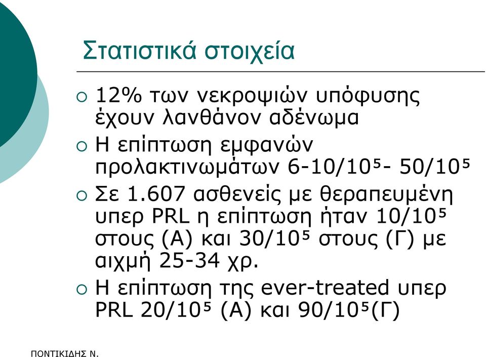 607 αζζελείο κε ζεξαπεπκέλε ππεξ PRL ε επίπησζε ήηαλ 10/10⁵ ζηνπο (Α) θαη