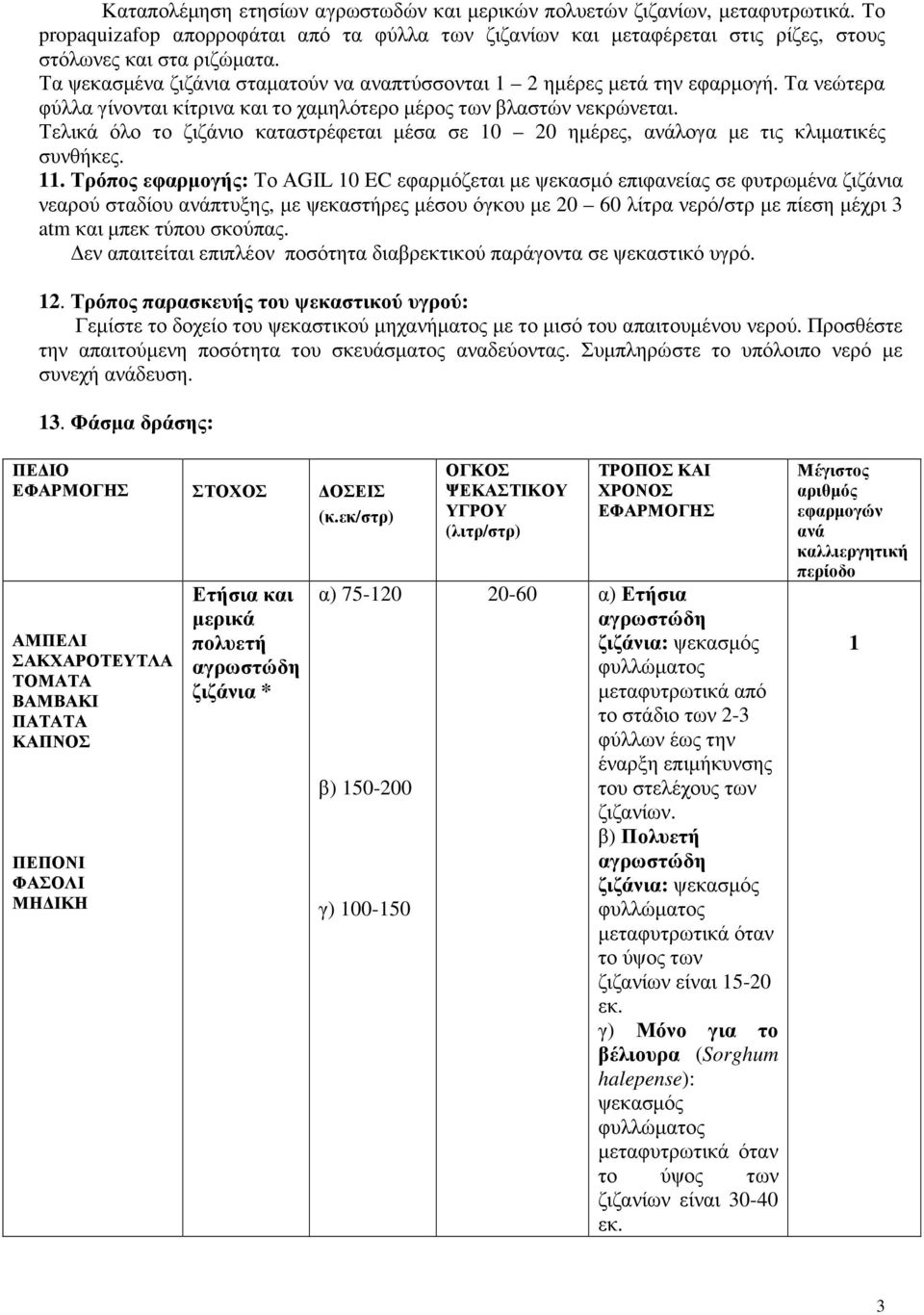 Τελικά όλο το ζιζάνιο καταστρέφεται µέσα σε 10 20 ηµέρες, ανάλογα µε τις κλιµατικές συνθήκες. 11.