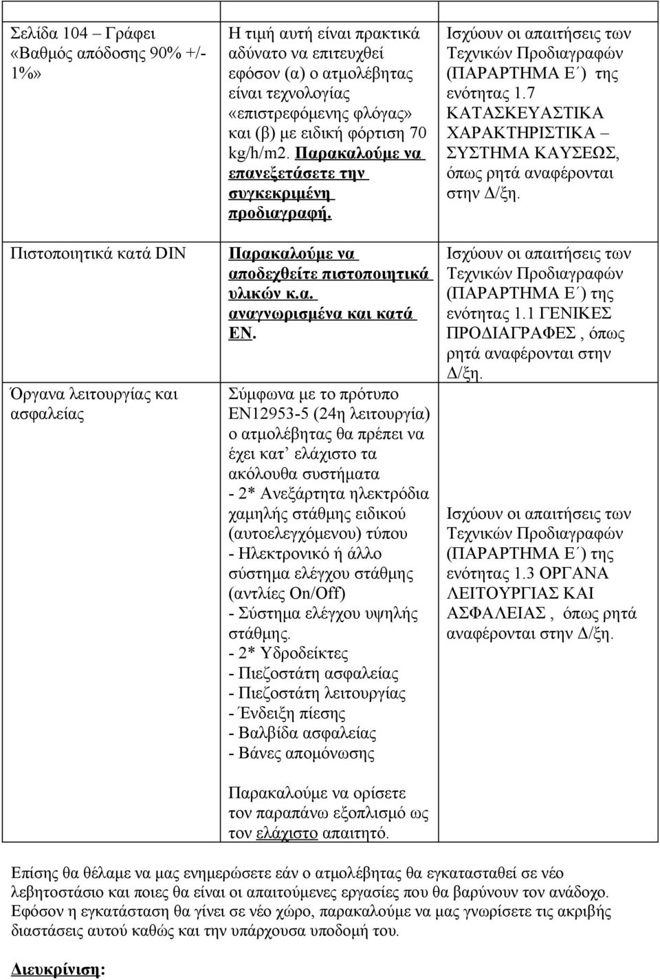 Σύμφωνα με το πρότυπο ΕΝ12953-5 (24η λειτουργία) ο ατμολέβητας θα πρέπει να έχει κατ ελάχιστο τα ακόλουθα συστήματα - 2* Ανεξάρτητα ηλεκτρόδια χαμηλής στάθμης ειδικού (αυτοελεγχόμενου) τύπου -