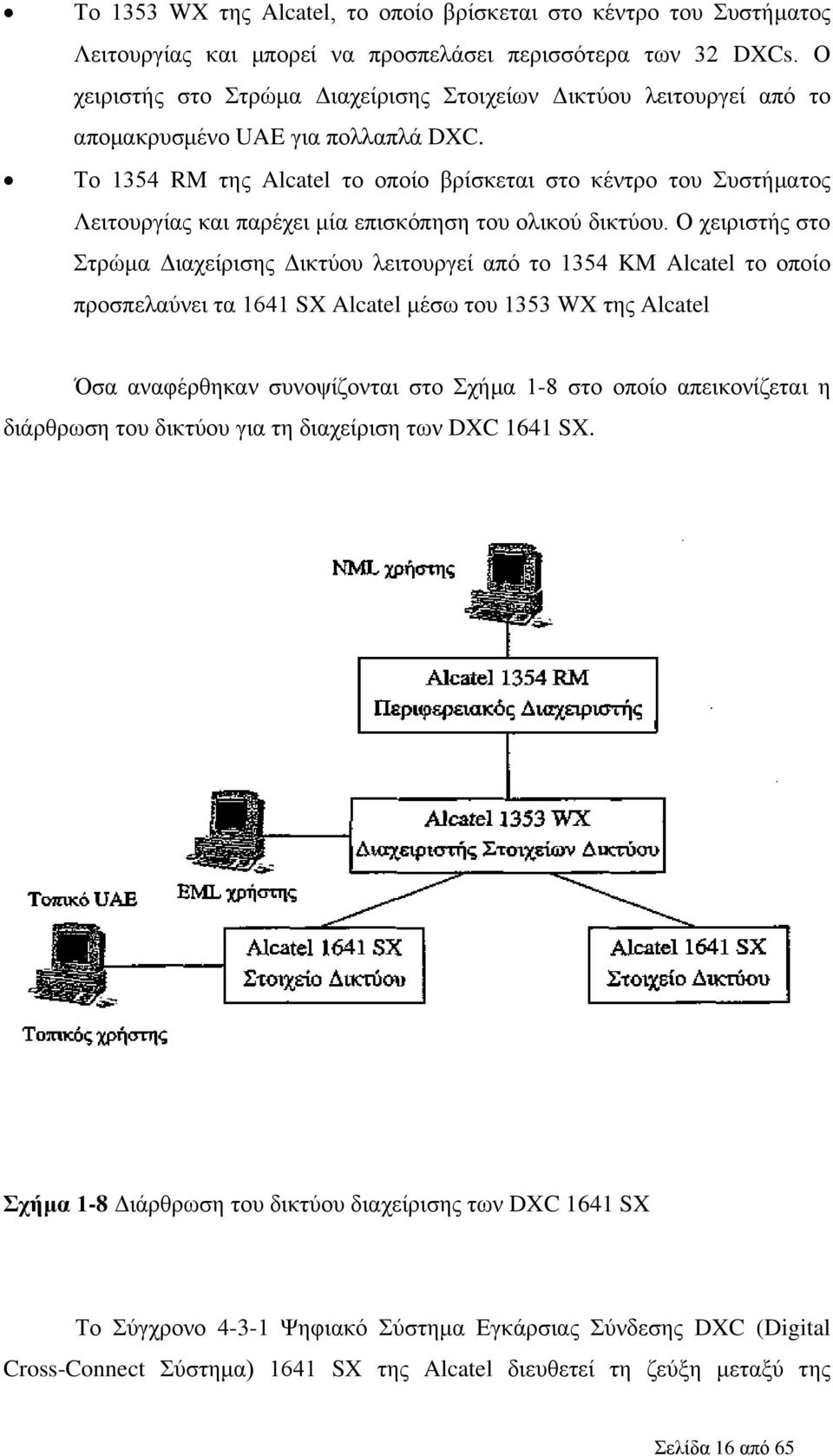 Το 1354 RM της Alcatel το οποίο βρίσκεται στο κέντρο του Συστήματος Λειτουργίας και παρέχει μία επισκόπηση του ολικού δικτύου.