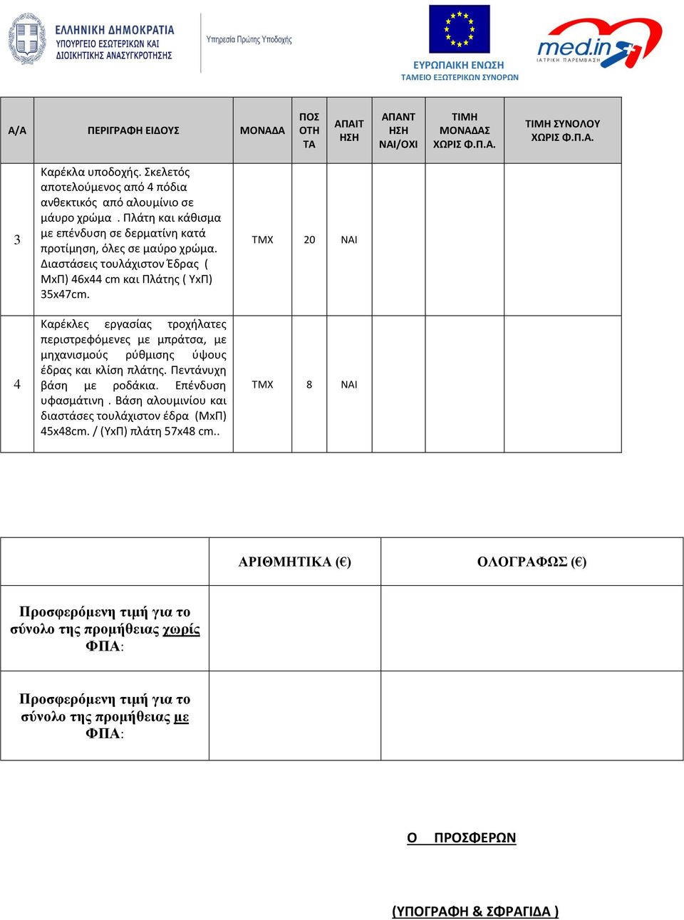 Καρέκλες εργασίας τροχήλατες περιστρεφόμενες με μπράτσα, με μηχανισμούς ρύθμισης ύψους έδρας και κλίση πλάτης. Πεντάνυχη βάση με ροδάκια. Επένδυση υφασμάτινη.