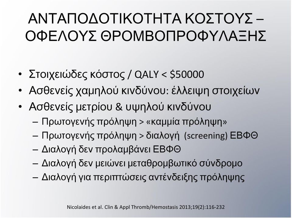 πρόληψη» Πρωτογενής πρόληψη > διαλογή (screening) ΕΒΦΘ Διαλογή δεν προλαμβάνει ΕΒΦΘ Διαλογή δεν μειώνει