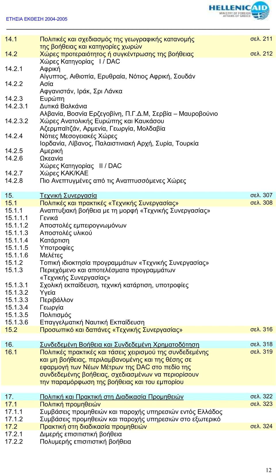 2.4 Νότιες Μεσογειακές Χώρες Ιορδανία, Λίβανος, Παλαιστινιακή Αρχή, Συρία, Τουρκία 14.2.5 Αµερική 14.2.6 Ωκεανία Χώρες Κατηγορίας ΙΙ / DAC 14.2.7 Χώρες ΚΑΚ/ΚΑΕ 14.2.8 Πιο Ανεπτυγµένες από τις Αναπτυσσόµενες Χώρες 15.