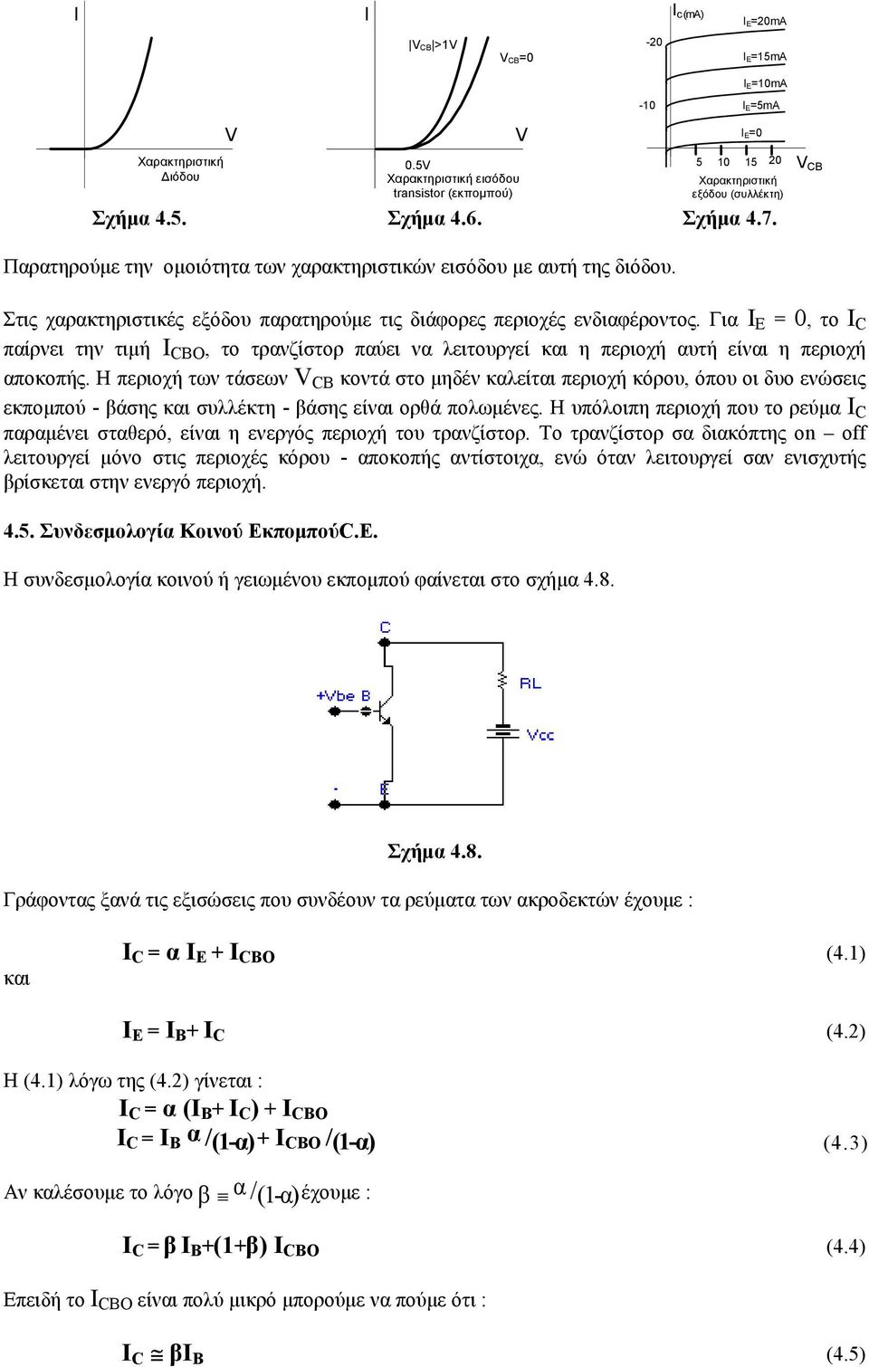 Γηα I E = 0, ην I C παίξλεη ηελ ηηκή I CBO, ην ηξαλδίζηνξ παύεη λα ιεηηνπξγεί θαη ε πεξηνρή απηή είλαη ε πεξηνρή απνθνπήο.