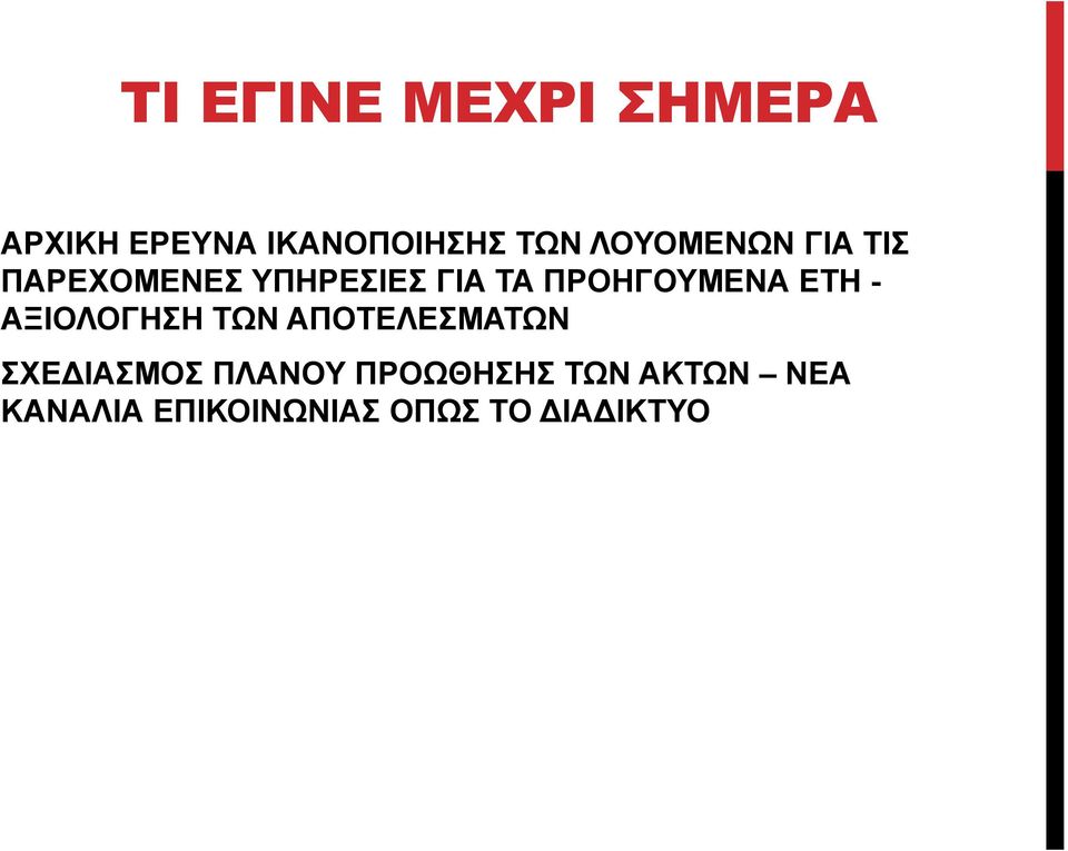 ΠΡΟΗΓΟΥΜΕΝΑ ΕΤΗ - ΑΞΙΟΛΟΓΗΣΗ ΤΩΝ ΑΠΟΤΕΛΕΣΜΑΤΩΝ