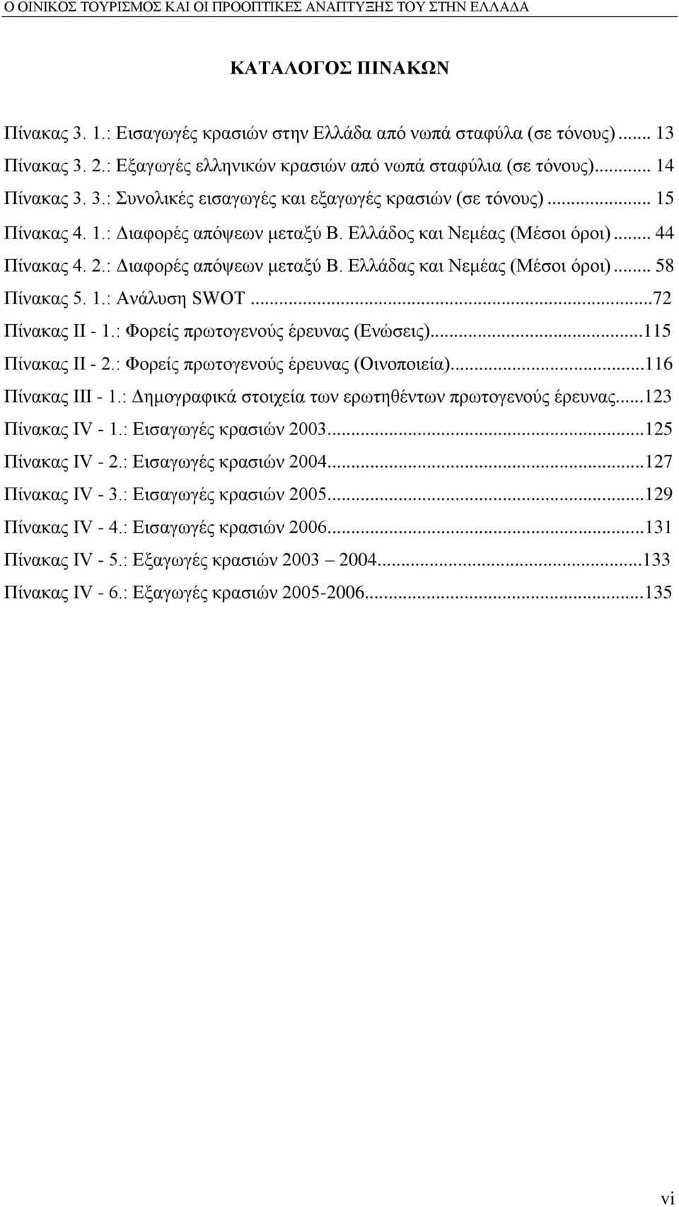 ..72 Πίλαθαο ΗΗ - 1.: Φνξείο πξσηνγελνχο έξεπλαο (Δλψζεηο)...115 Πίλαθαο ΗΗ - 2.: Φνξείο πξσηνγελνχο έξεπλαο (Οηλνπνηεία)...116 Πίλαθαο ΗΗΗ - 1.