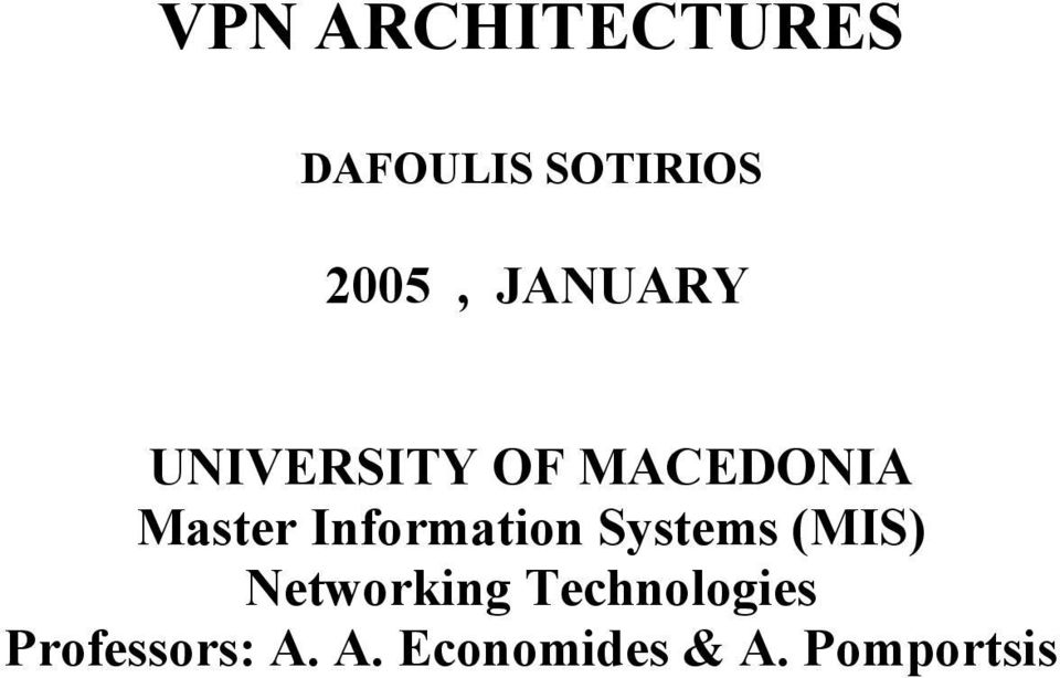 Information Systems (MIS) Networking