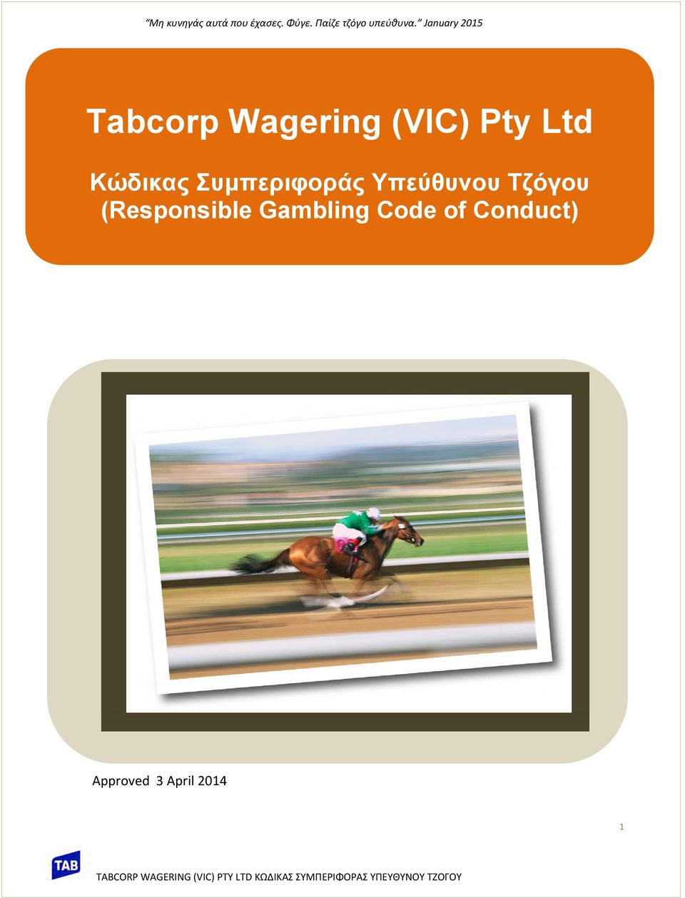 (Responsible Gambling Code of Conduct)