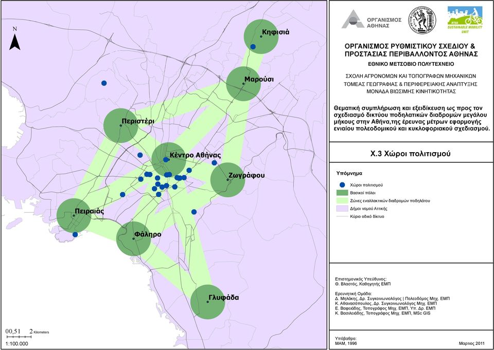 νομού ττικής Κύριο οδικό δίκτυο άληρο πιστημονικός πεύθυνος: Θ Βλαστός, Καθηγητής Π ρευνητική μάδα: Δ ηλάκης, Δρ υγκοινωνιολόγος Πολεοδόμος