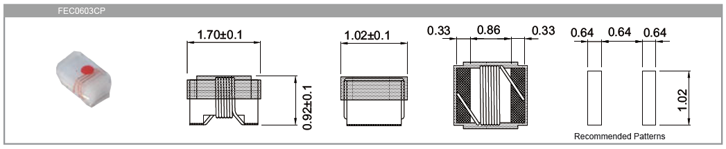 Wire Wound Ceramic Chip Inductors WLCW1608 Series Wire Wound Ceramic Chip Inductors WLCW1608 Series WLCW1608 Recoend Pattern Part Number (nh) Q Min. Test Freq. 900 1.7 (GHz) L typ. Q typ.