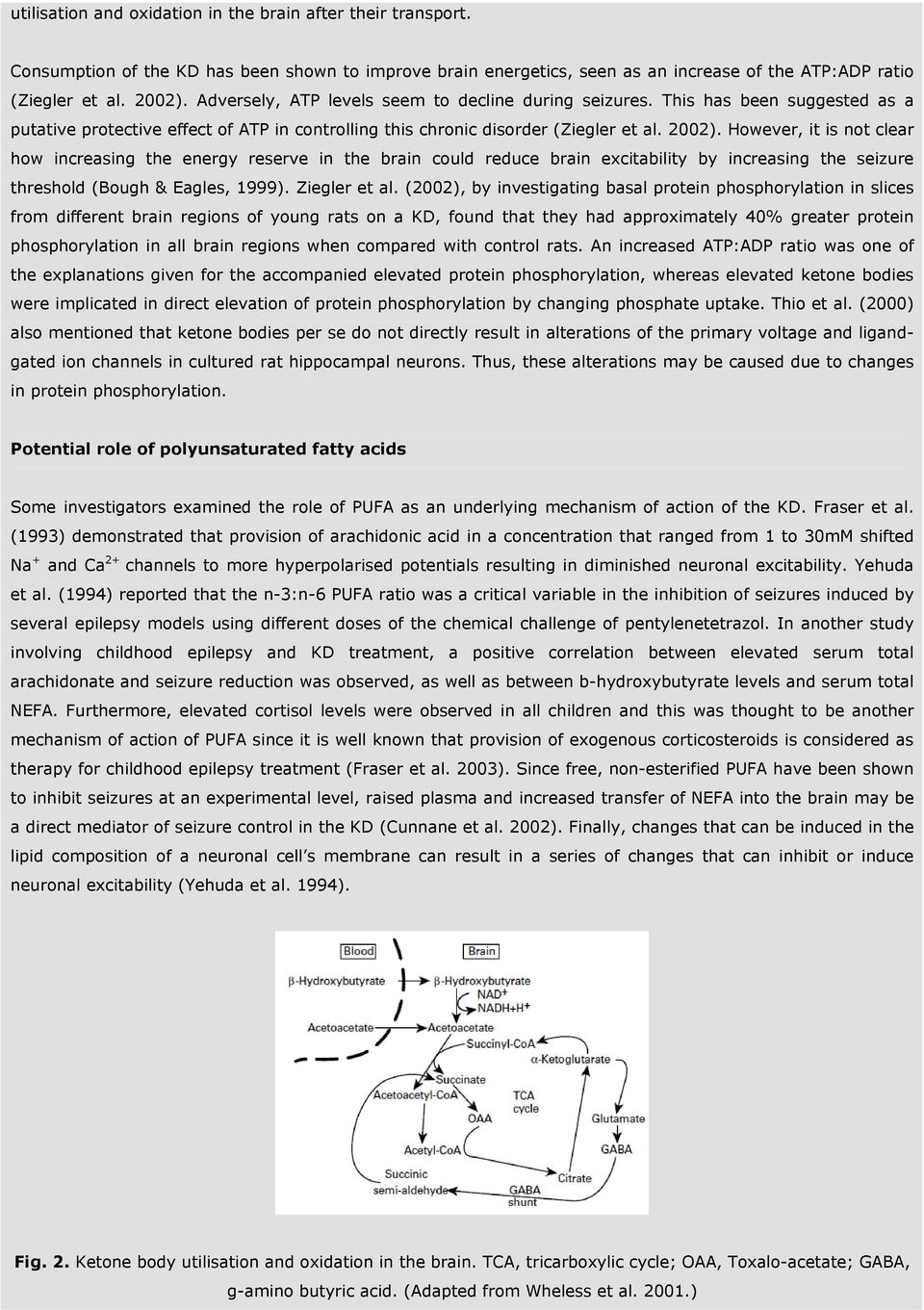 However, it is not clear how increasing the energy reserve in the brain could reduce brain excitability by increasing the seizure threshold (Bough & Eagles, 1999). Ziegler et al.