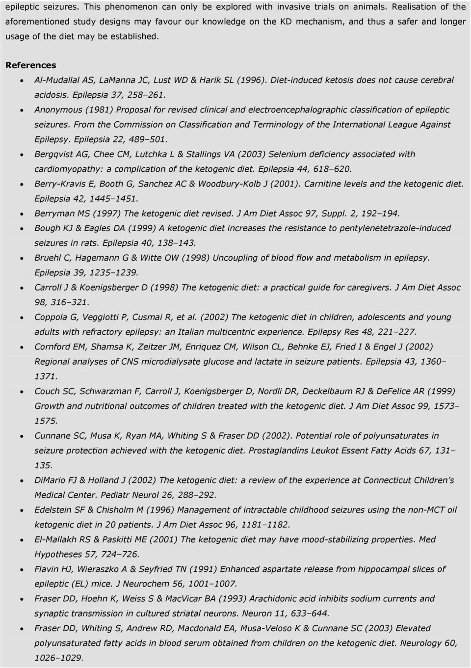 References Al-Mudallal AS, LaManna JC, Lust WD & Harik SL (1996). Diet-induced ketosis does not cause cerebral acidosis. Epilepsia 37, 258 261.