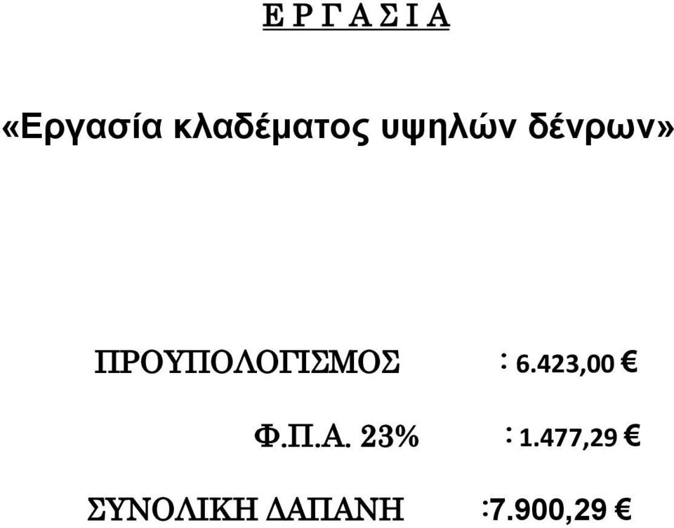 ΠΡΟΤΠΟΛΟΓΙΜΟ : 6.423,00 Υ.Π.Α.