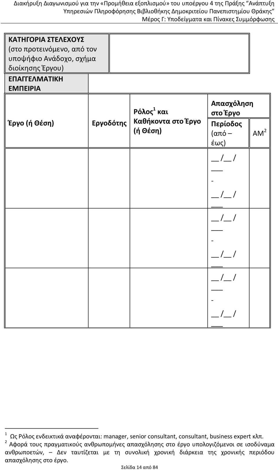 αναφέρονται: manager, senior consultant, consultant, business expert κλπ.