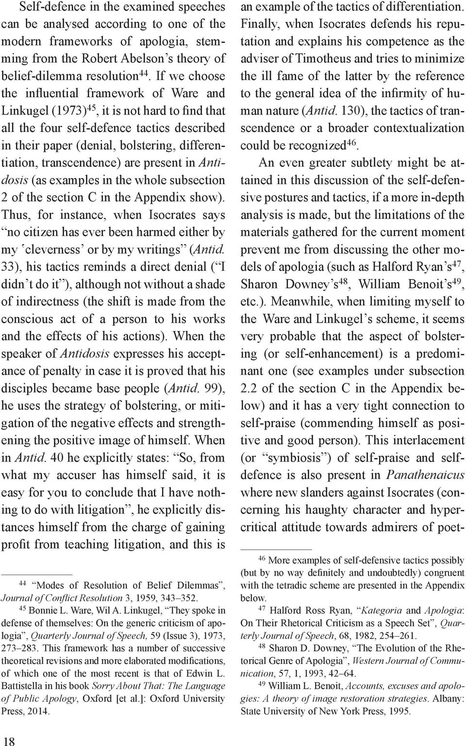 transcendence) are present in Antidosis (as examples in the whole subsection 2 of the section C in the Appendix show).