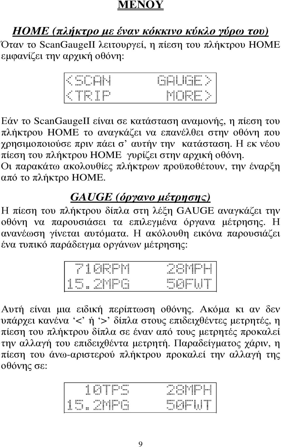 Οι παρακάτω ακολουθίες πλήκτρων προϋποθέτουν, την έναρξη από το πλήκτρο HOME.