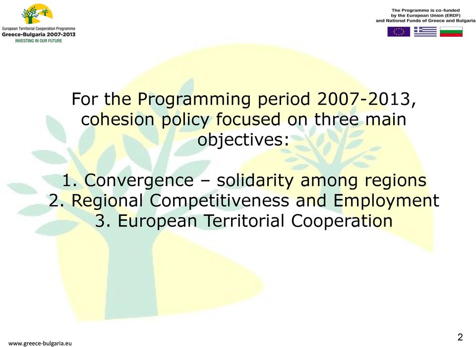 Convergence solidarity among regions 2.