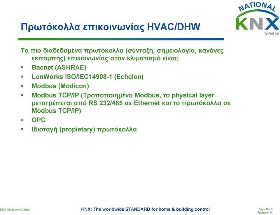 Modbus (Modicon) Modbus TCP/IP (Tξνπνπνηεκέλν Modbus, ην physical layer κεηαηξέπεηαη από RS