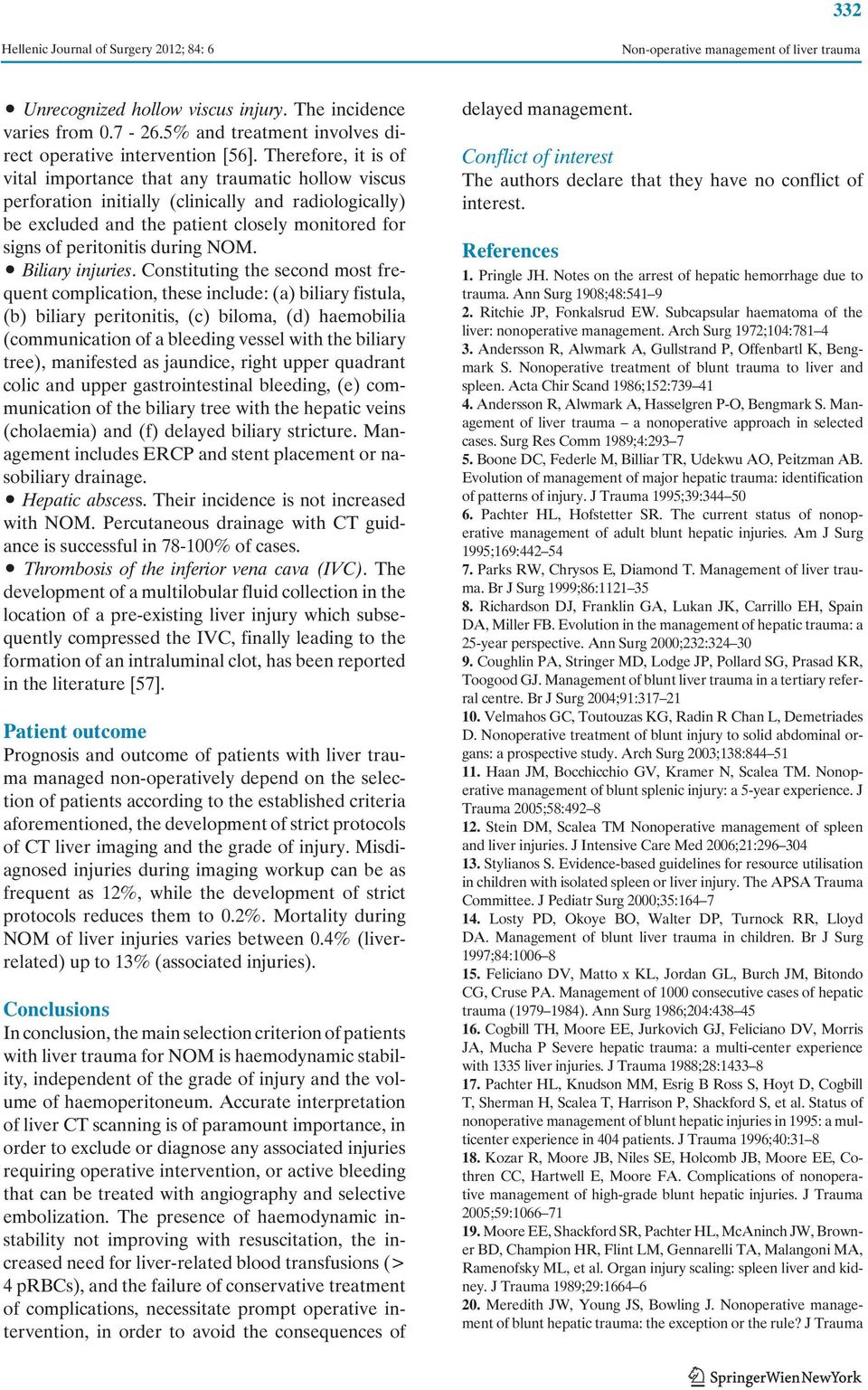 during NOM. Biliary injuries.