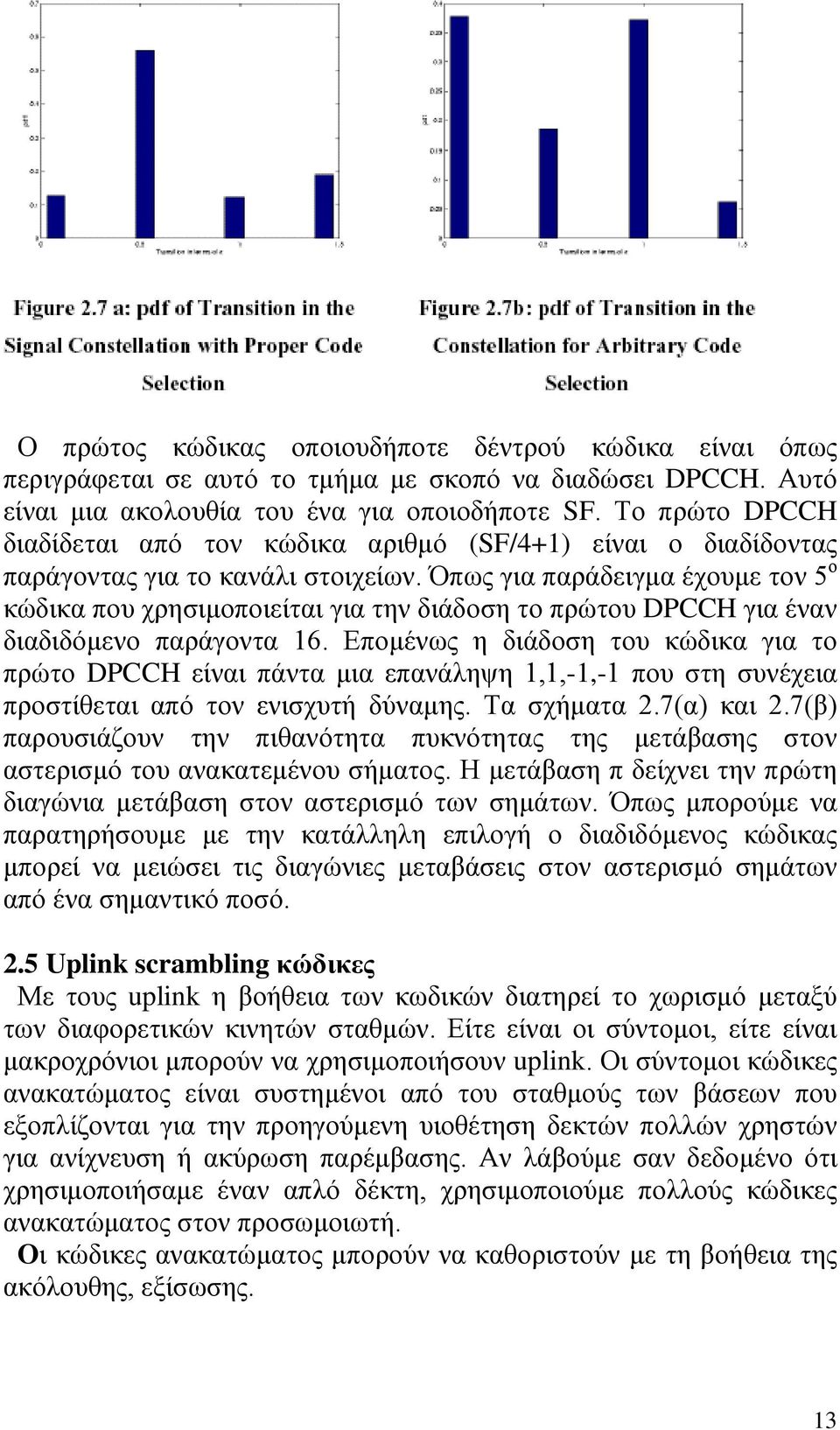 Όπως για παράδειγμα έχουμε τον 5 ο κώδικα που χρησιμοποιείται για την διάδοση το πρώτου DPCCH για έναν διαδιδόμενο παράγοντα 16.