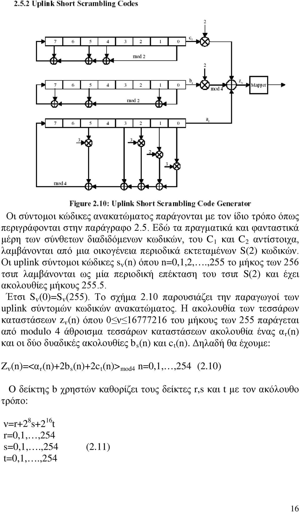 Οι uplink σύντομοι κώδικες s ν (n) όπου n=0,1,2,.,255 το μήκος των 256 τσιπ λαμβάνονται ως μία περιοδική επέκταση του τσιπ S(2) και έχει ακολουθίες μήκους 255.5. Έτσι S ν (0)=S ν (255). Το σχήμα 2.