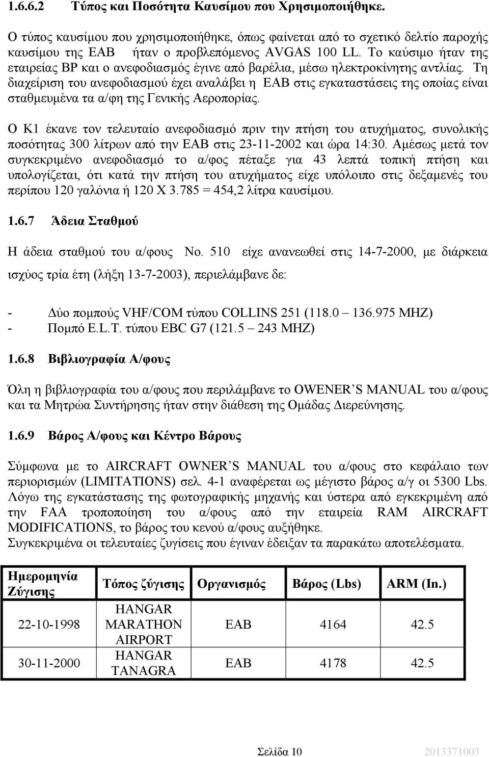 Τη διαχείριση του ανεφοδιασµού έχει αναλάβει η ΕΑΒ στις εγκαταστάσεις της οποίας είναι σταθµευµένα τα α/φη της Γενικής Αεροπορίας.