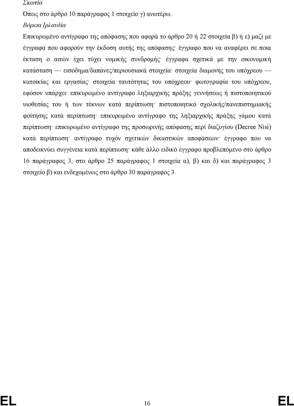 έχει τύχει νομικής συνδρομής έγγραφα σχετικά με την οικονομική κατάσταση εισόδημα/δαπάνες/περιουσιακά στοιχεία στοιχεία διαμονής του υπόχρεου κατοικίας και εργασίας στοιχεία ταυτότητας του υπόχρεου