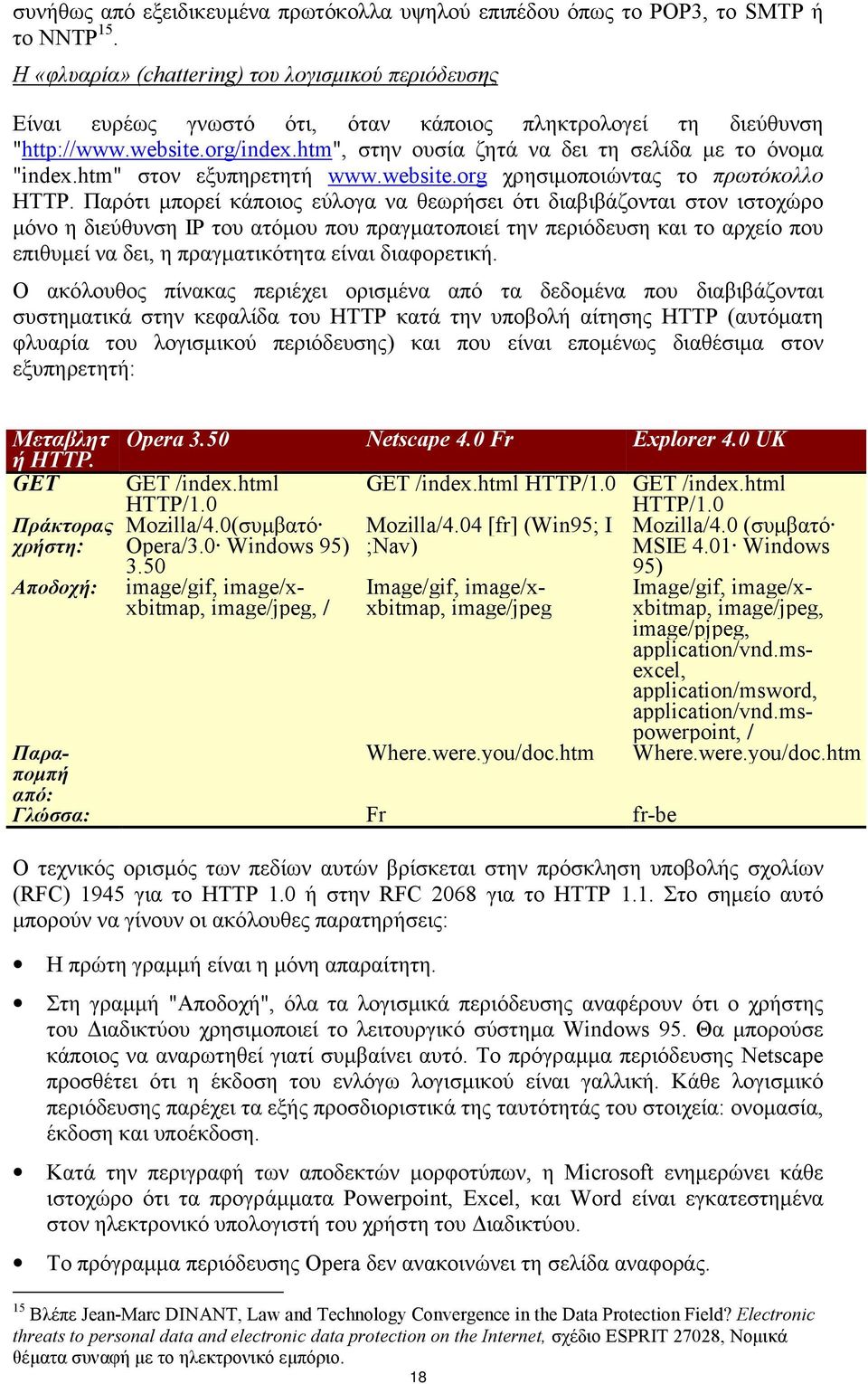 htm", στην ουσία ζητά να δει τη σελίδα µε το όνοµα "index.htm" στον εξυπηρετητή www.website.org χρησιµοποιώντας το πρωτόκολλο HTTP.