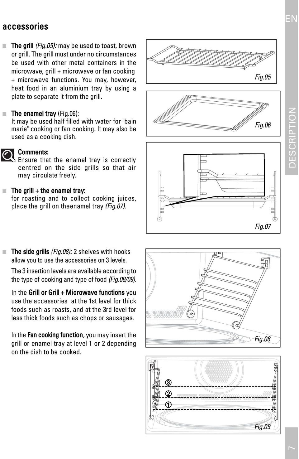 You may, however, heat food in an aluminium tray by using a plate to separate it from the grill. Fig.05 The enamel tray (Fig.