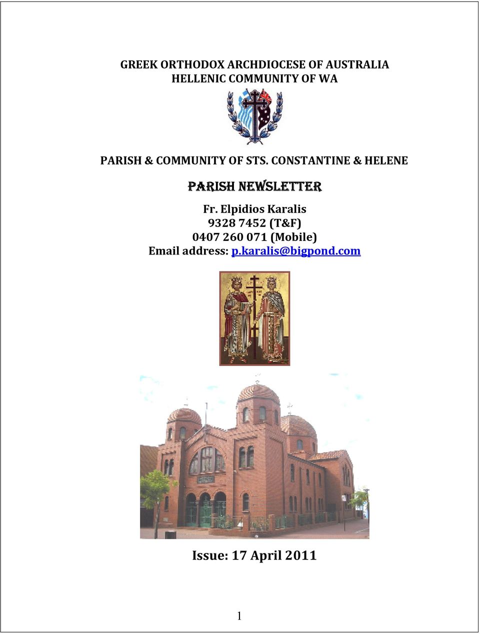 CONSTANTINE & HELENE PARISH NEWSLETTER Fr.