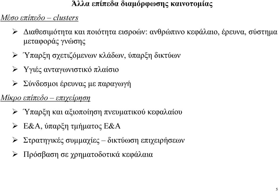 πλαίσιο Σύνδεσµοι έρευνας µε παραγωγή Μίκρο επίπεδο επιχείρηση Ύπαρξη και αξιοποίηση πνευµατικού