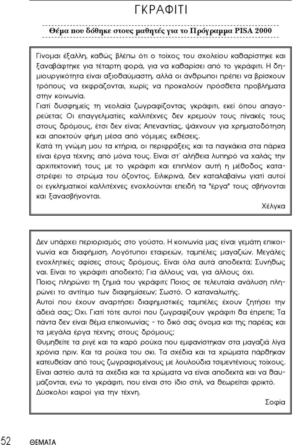 Γιατί δυσφημείς τη νεολαία ζωγραφίζοντας γκράφιτι, εκεί όπου απαγορεύεται; Οι επαγγελματίες καλλιτέχνες δεν κρεμούν τους πίνακές τους στους δρόμους, έτσι δεν είναι; Απεναντίας, ψάχνουν για