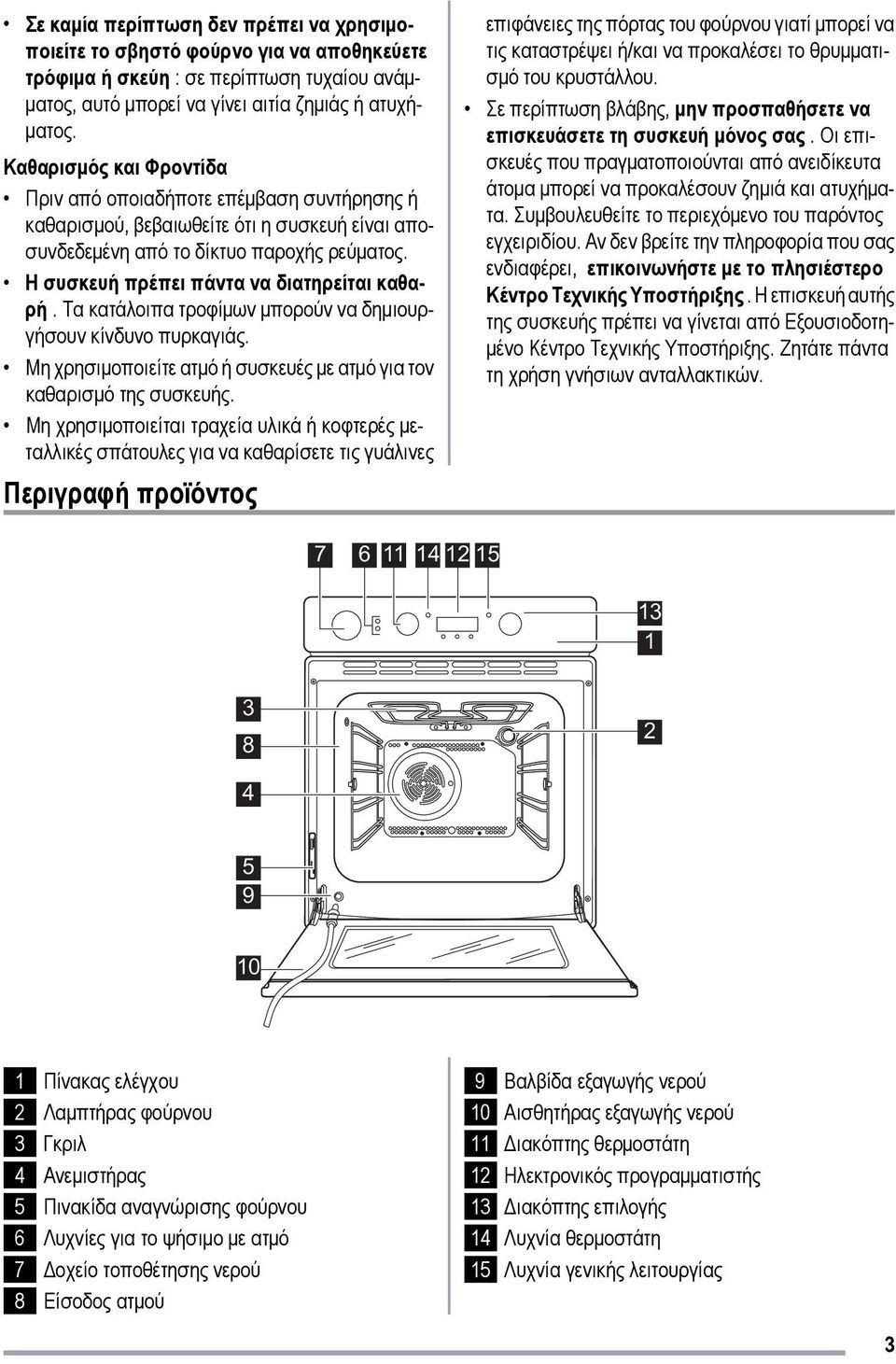 Η συσκευή πρέπει πάντα να διατηρείται καθαρή. Τα κατάλοιπα τροφίμων μπορούν να δημιουργήσουν κίνδυνο πυρκαγιάς. Μη χρησιμοποιείτε ατμό ή συσκευές με ατμό για τον καθαρισμό της συσκευής.