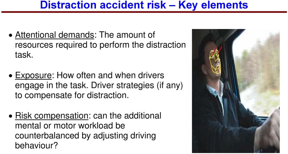 Exposure: How often and when drivers engage in the task.