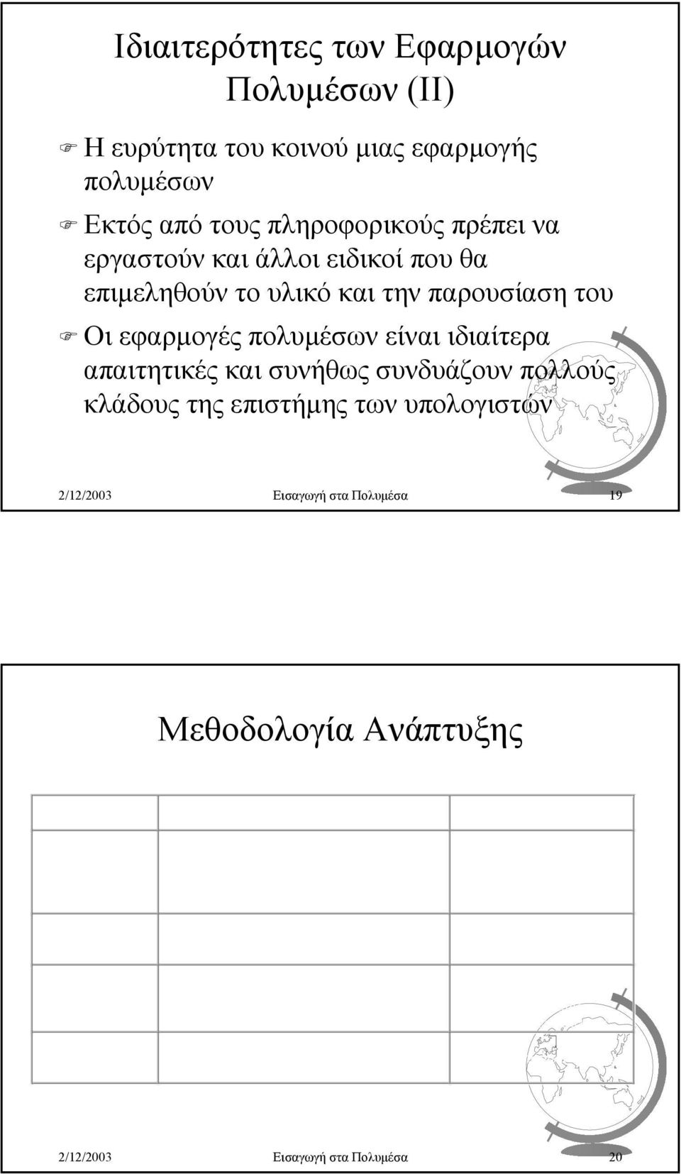 Pre-Production Production Post Production Completion Κύριες ραστηριότητες (Υλικό) Design Concept Storyboarding Scheduling Building Prototype Budgeting Image, Audio Video gathering Image