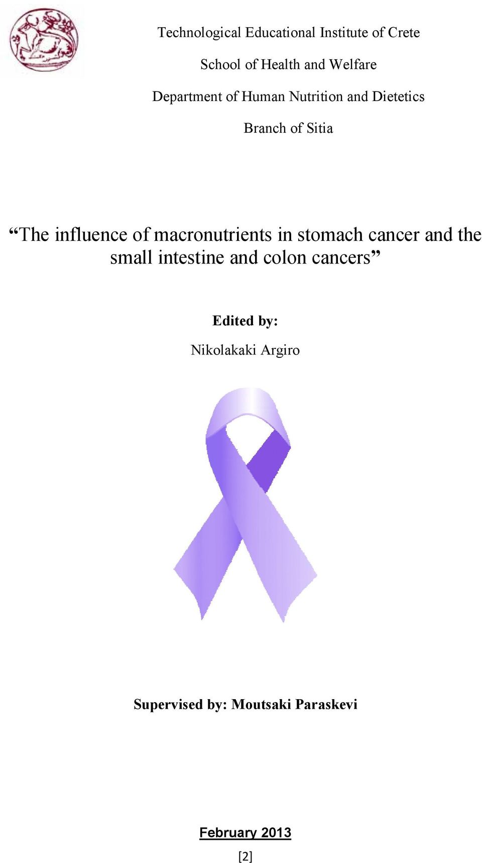 macronutrients in stomach cancer and the small intestine and colon cancers