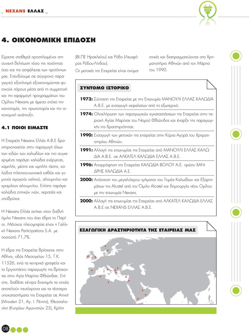 οικονομική ανάπτυξη. 4.1 Ποιοί είμαστε Η Εταιρεία Nexans Ελλάς Α.Β.