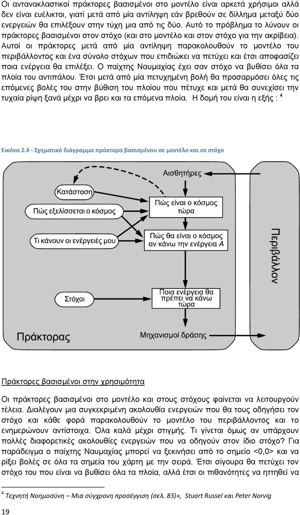 Απηνί νη πξάθηνξεο κεηά απφ κία αληίιεςε παξαθνινπζνχλ ην κνληέιν ηνπ πεξηβάιινληνο θαη έλα ζχλνιν ζηφρσλ πνπ επηδηψθεη λα πεηχρεη θαη έηζη απνθαζίδεη πνηα ελέξγεηα ζα επηιέμεη.