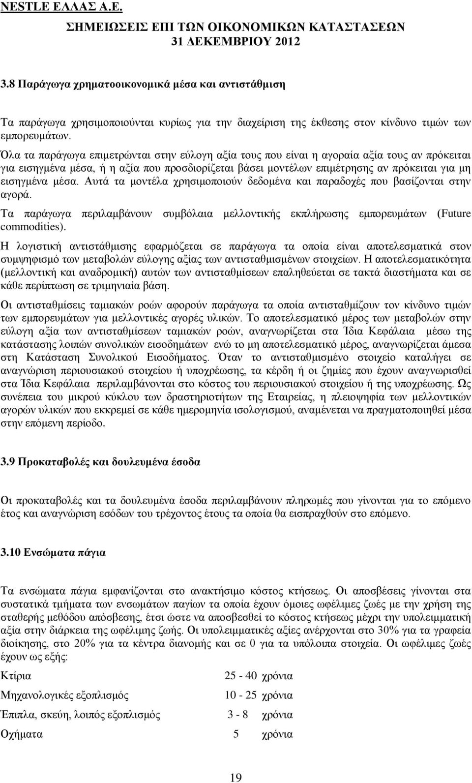 μέσα. Αυτά τα μοντέλα χρησιμοποιούν δεδομένα και παραδοχές που βασίζονται στην αγορά. Τα παράγωγα περιλαμβάνουν συμβόλαια μελλοντικής εκπλήρωσης εμπορευμάτων (Future commodities).