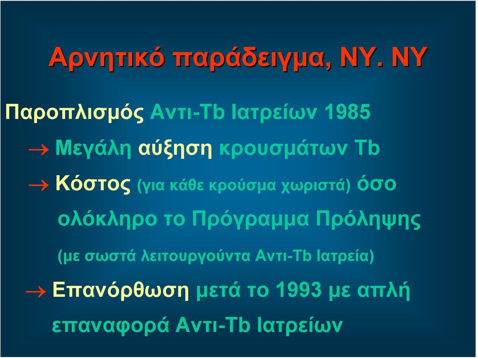 Κόστος (για κάθε κρούσμα χωριστά) όσο ολόκληρο το Πρόγραμμα