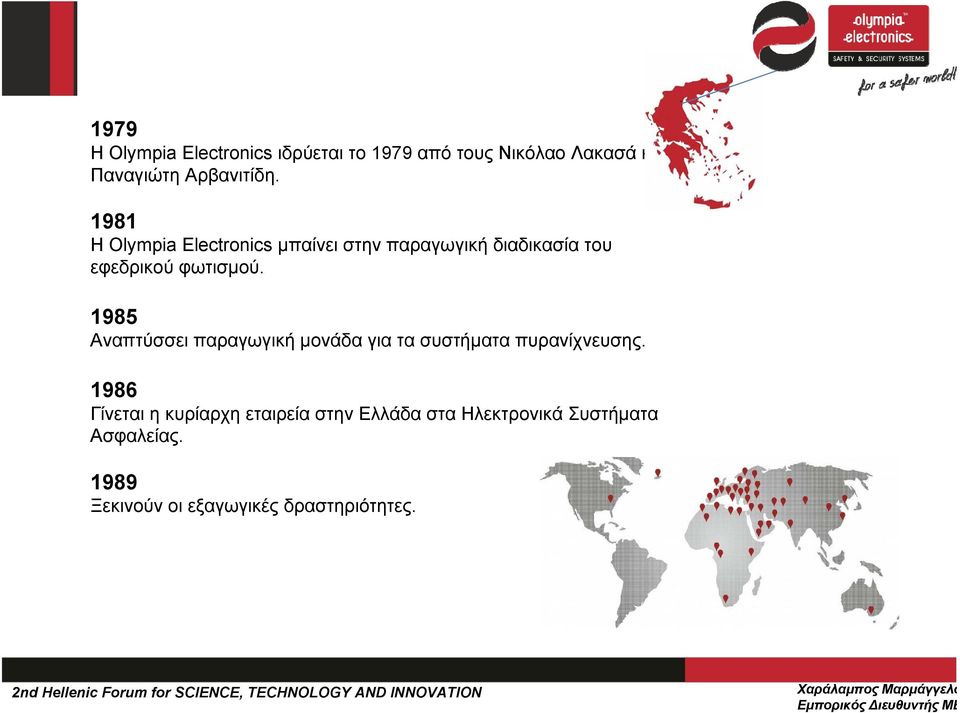 1985 Αναπτύσσει παραγωγική μονάδα για τα συστήματα πυρανίχνευσης.