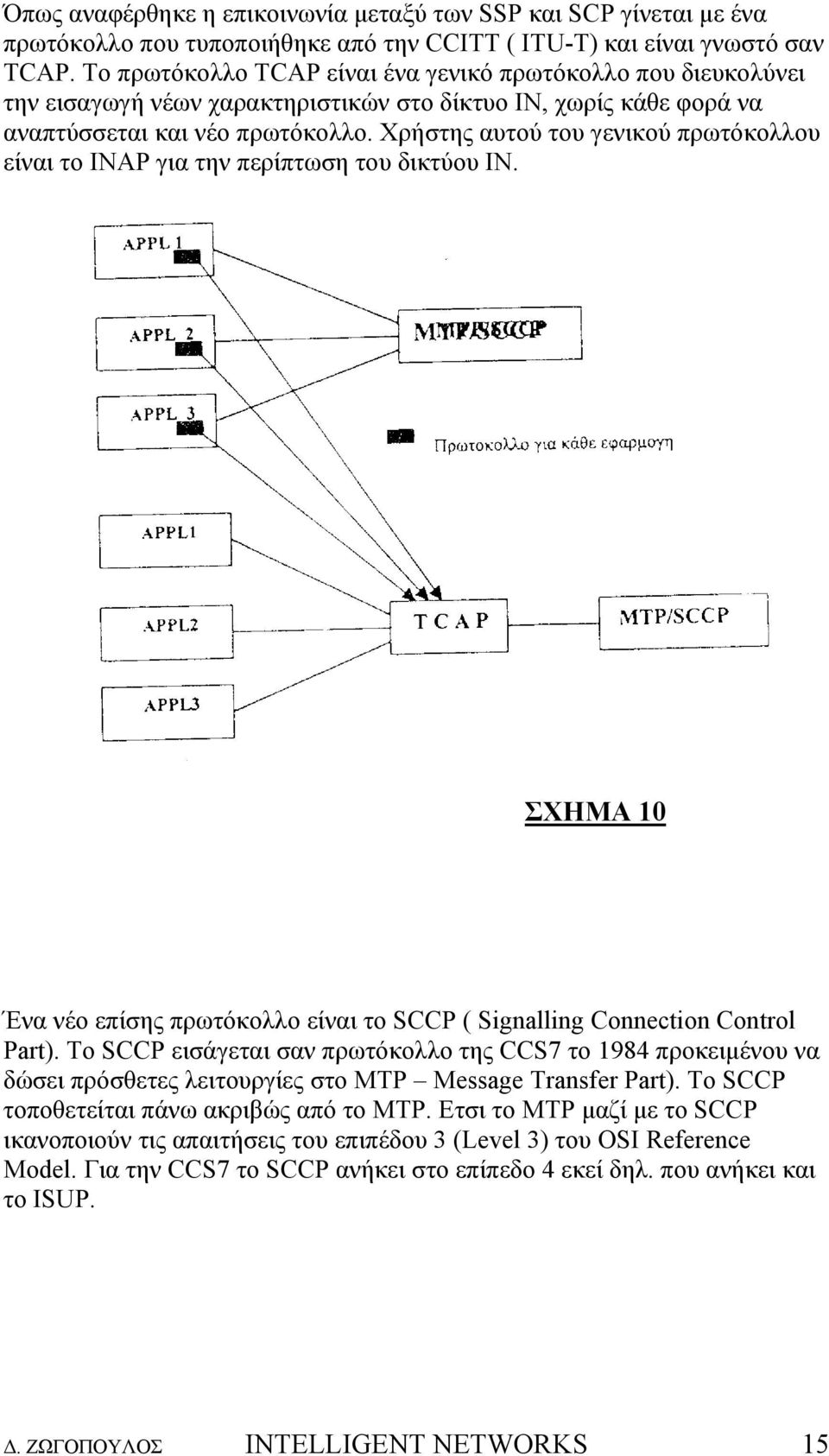 Χρήστης αυτού του γενικού πρωτόκολλου είναι το INAP για την περίπτωση του δικτύου IN. ΣΧΗΜΑ 10 Ένα νέο επίσης πρωτόκολλο είναι το SCCP ( Signalling Connection Control Part).