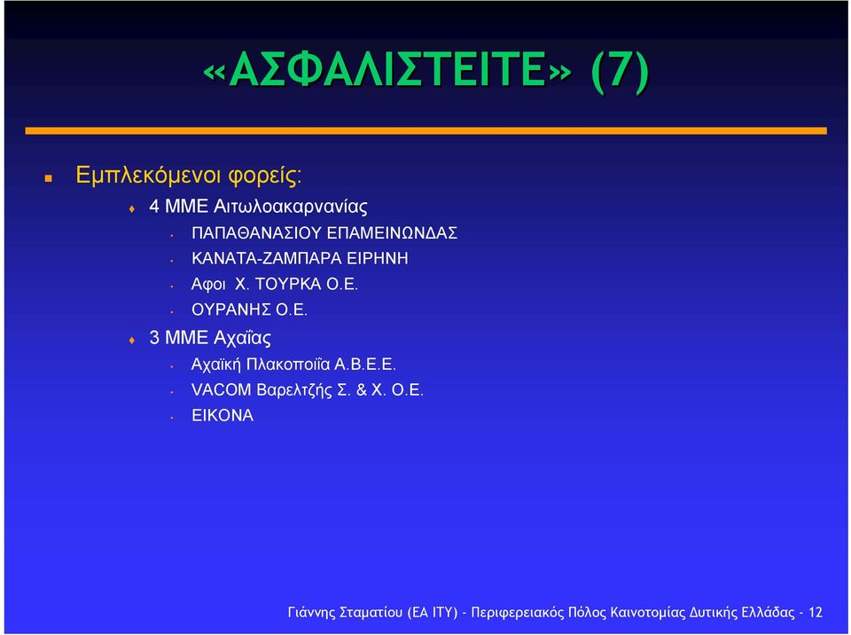 Ε. 3 ΜΜΕ Αχαΐας Αχαϊκή Πλακοποιΐα Α.Β.Ε.Ε. VACOM Βαρελτζής Σ. & X. O.E.