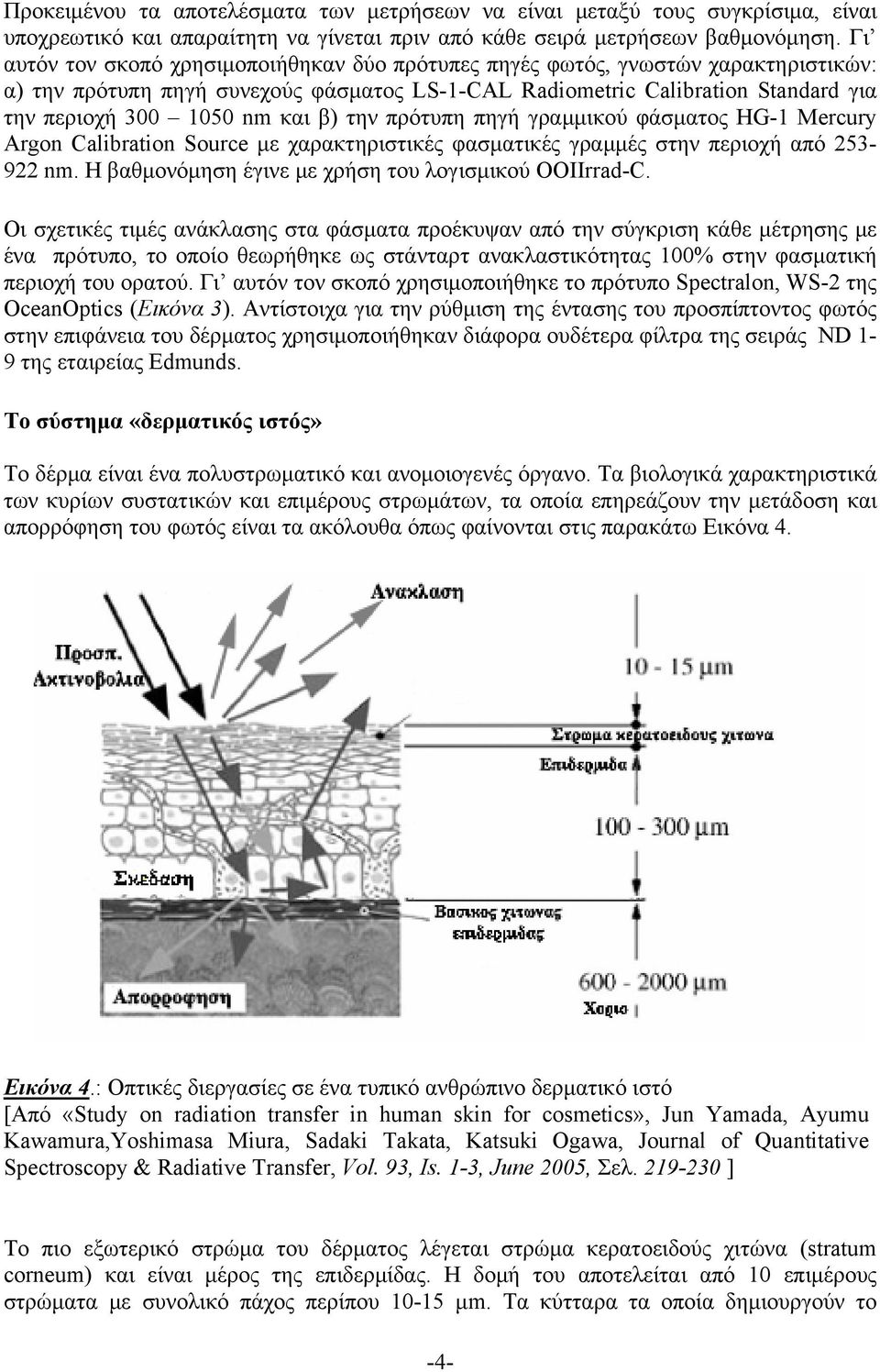 β) την πρότυπη πηγή γραμμικού φάσματος HG-1 Mercury Argon Calibration Source με χαρακτηριστικές φασματικές γραμμές στην περιοχή από 253-922 nm. Η βαθμονόμηση έγινε με χρήση του λογισμικού OOIIrrad-C.