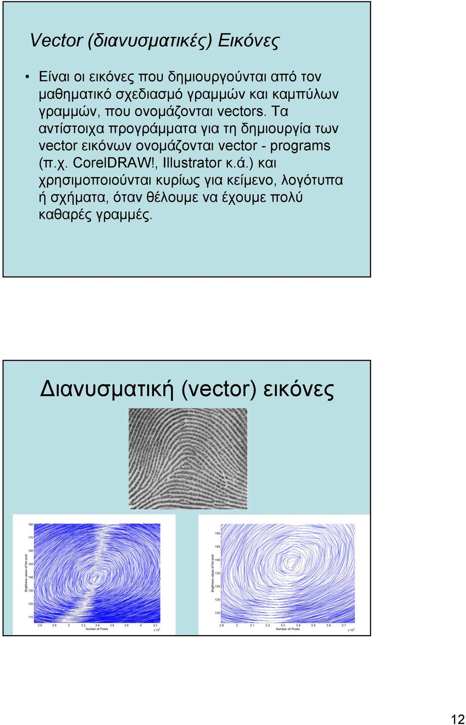 Tα αντίστοιχα προγράµµατα για τη δηµιουργία των vector εικόνων ονοµάζονται vector - programs (π.χ. CorelDRAW!